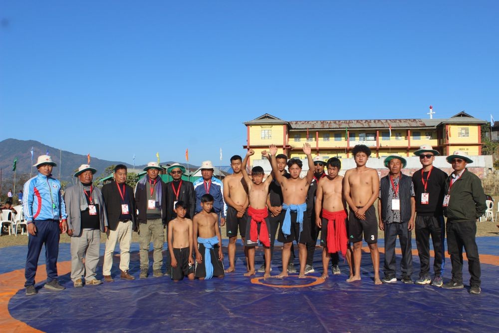 Winners of the 53rd Chizami Sports Association Meet 2024 traditional Naga Wrestling competition which is underway in Chizami.